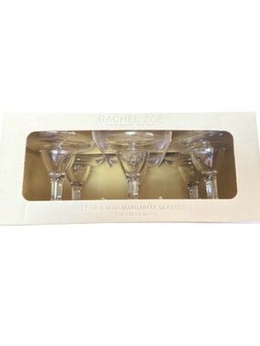 Rachel Zoe Mini Margarita Glasses Set of 6 Clear Acrylic 3oz NIB